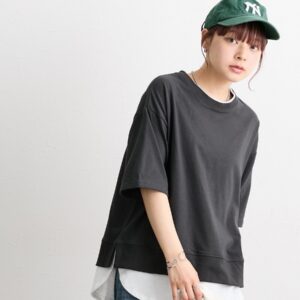 疊穿風格寬鬆五分袖上衣