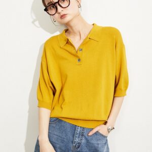 翻領五分袖針織衫