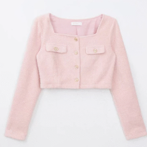 方領金扣毛呢外套